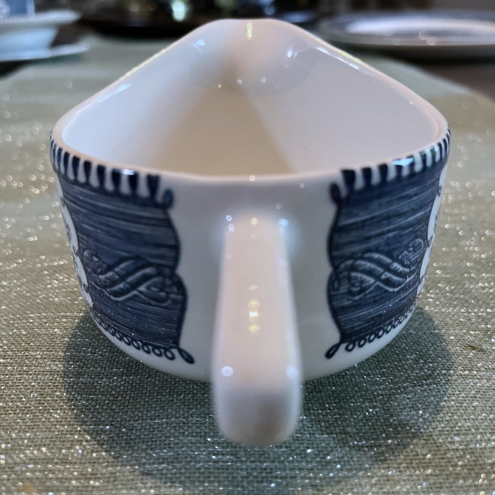 Vintage Royal China Currier & Ives Creamer "Express Train" Blue & White Transfer - Picture 4 of 7